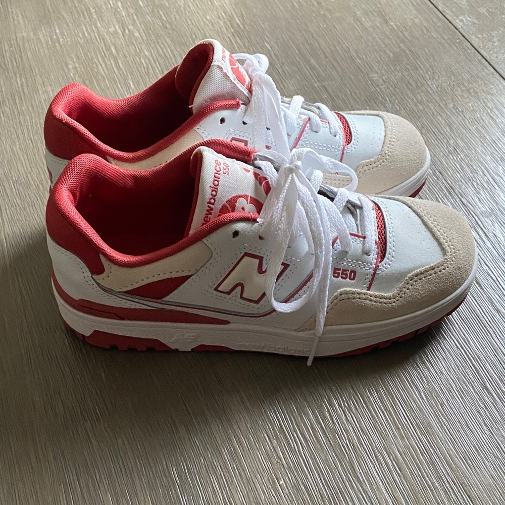 New Balance Kids' Red and White Sneakers
